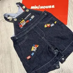ミキハウス　mikihose プッチーくん　刺繍　デニム　オーバーオール　80