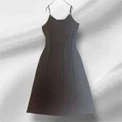 ブラック キャミワンピース ロング丈 調節ストラップ