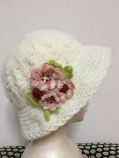 ニット帽　手編み帽子　姫ver.Ⅱ ハンドメイド　毛糸の帽子