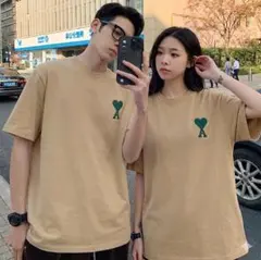 正規品】AMIPARISアミパリス ビッグハートロゴ TシャツSアイボリー白