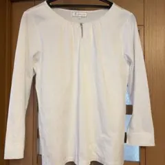 値下げ‼️レディース　ホワイト長袖Tシャツ Lサイズ ジッパー付きのサムネイル