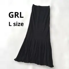 美品✨GRL グレイル透かし編みニットロングスカート［rut444］ブラック L