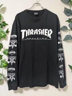 THRASHER MAGAZINE 長袖Tシャツ 袖プリント 黒 XL