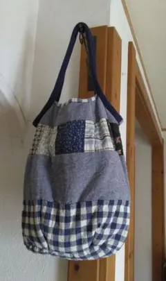 ハンドメイド パッチワーク 縦長グラニーバッグ ショルダーバッグ 肩掛けタイプ
