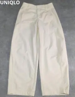 美品　UNIQLO　ユニクロ ジャージーバレルレッグパンツ オフホワイト M