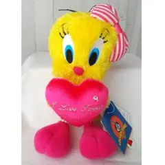 トゥイーティー　ぬいぐるみ　リボン　ハート　ピンク　tweety Amazon.co.jp: ルーニーテューンズ トゥイーティー ぬいぐるみ