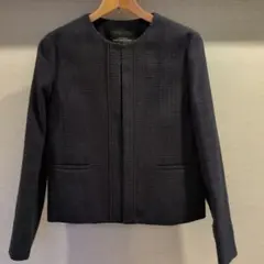 ダークネイビー ノーカラージャケット　入学卒業式　グリーンレーベル　L