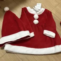 サンタコスチューム 赤 フリース 帽子付き