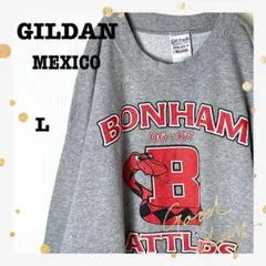 GILDANギルダンメキシコ製ビッグプリントスウェットビッグシルエット灰L古着