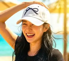 帽子 レディース キャップ リボン 白 フリーサイズ 新品 夏 熱中症対策 女性のサムネイル
