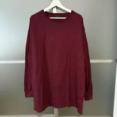 カスタネ kastane 長袖 ロンT Tシャツ ワインレッド ビックT