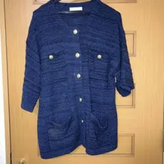 COCODEAL　半袖カーディガン　金ボタン　ネイビー