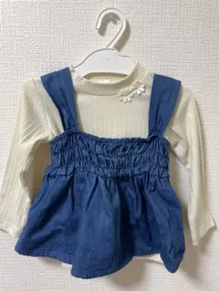 白ロンTとデニム キャミソールのセット 90