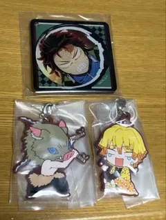 鬼滅の刃　炭治郎　善逸　伊之助 ラバーストラップミラーキーホルダー 3点セット