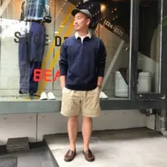 BEAMS PLUS✨スウェットラガーシャツ M ネイビー ポケットのサムネイル