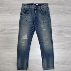 ザラ デニムクラッシュ ジーパン おしゃれ 32インチ