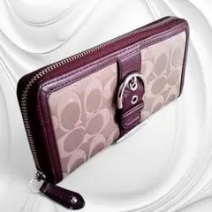 COACHコーチシグネチャー長財布　ラウンドジップ
