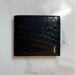 SAINT LAURENT サンローラン クロコ コンパクトウォレット ブラックのサムネイル