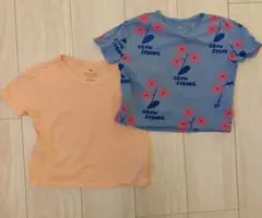H&M Tシャツセット オレンジ 青 花柄　98cm