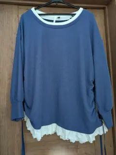 新品未使用！青色の長袖トップス 4L