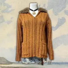 値下げ◎NEWYORKER y2k 平成 タイト ファー ニットカーディガン