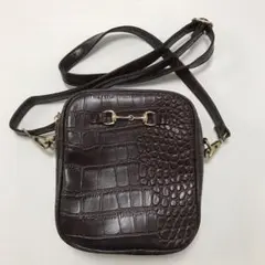 ダークブラウン クロコダイル風 ショルダーバッグ
