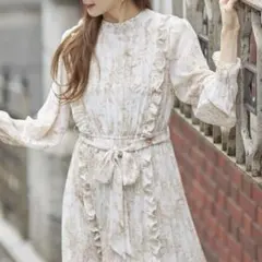 tocco closet リボンプリーツワンピース ベージュ