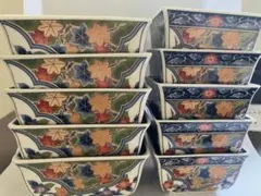 未使用品　有田焼 若山 華園 角小鉢色絵 花 唐草 10客セット