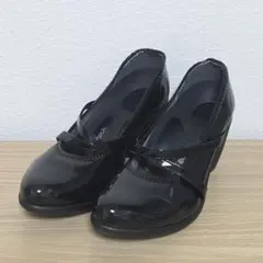 リゲッタ クロスベルトパンプス 黒 ウェッジソール 厚底 Mのサムネイル