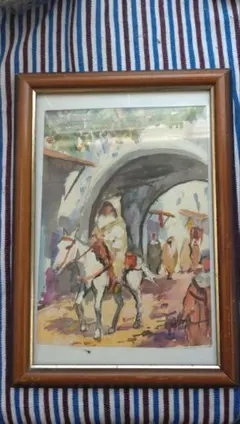 訳あり】平山郁夫 複製画 『西域の馬』 額装 ＆ 公式画集セット 日本画