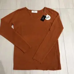 AZUL by moussy　Vネックニット　テラコッタ　S　新品