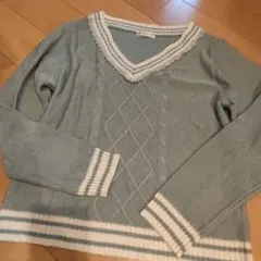 axes femme 長袖 ニット パール装飾 Vネック