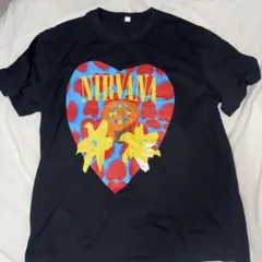 NIRVANA ハート グラフィック Tシャツ ブラック