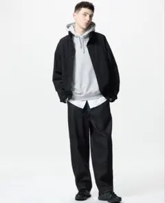 UNIQLOワイドテーパードジーンズ 丈長め M ブラック