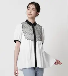 United arrows エンブロ ティアードコンビ ショートスリーブ ニット