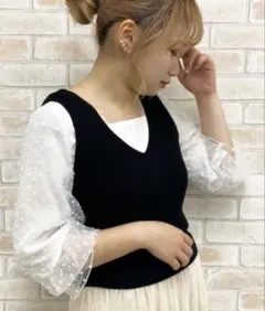 apres jour ベスト×ブラウスセット ブラックのサムネイル