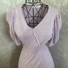 tocco closet ラベンダー 半袖ニットワンピース M