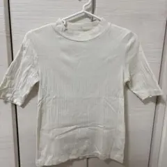 UNIQLO アイボリー ハイネック 半袖 Tシャツ S