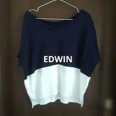 EDWIN　バイカラー 半袖カットソー ネイビー×ホワイトのサムネイル