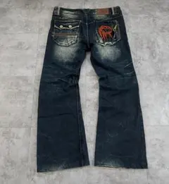00s【RIOBERA】flare denim pants/studs/fadeのサムネイル