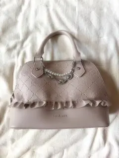 CELFORD レーザーカットハンドバッグ フリルバッグ ピンクベージュ 
