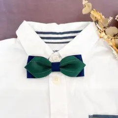 キッズ蝶ネクタイ　ネイビー×グリーン　七五三　卒園式　入学式　結婚式　発表会