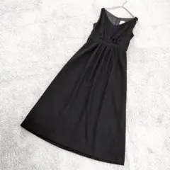 B2462【シビラ】ウールワンピ/ブラック/ノースリーブ/エレガント/M