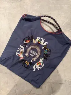 ボールアンドチェーン　馬の刺繍 ネイビー エコバッグ