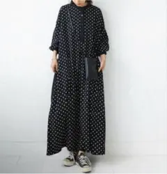 水玉 ロングワンピース