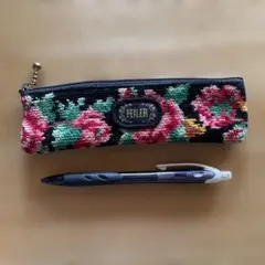 FEILERフェイラー　ポーチ　筆箱　ペンケース　フラワー柄　花柄　黒