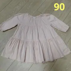 ☆フレアワンピース☆90サイズ☆淡いオレンジ？ピンク☆
