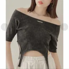 き*ち様 CHICO オフショルピグメントガーターT ブラック 黒