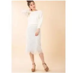 BE RADIANCE レースタイトスカート　グレー　ホワイト