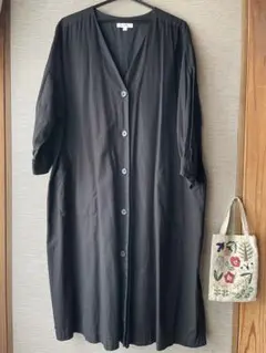 ブラック ロングワンピース 七分袖